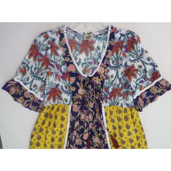 Anthropologie Women's Sz S Purple Patchwork Trapeze Paisley Floral Liika Dress - Picture 3 of 13